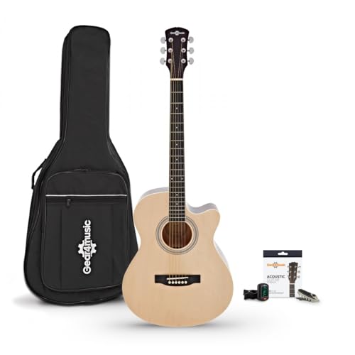 Single Cutaway Acoustic Guitar & Accessory Pack by Gear4music, Natural