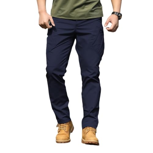 Pantalons travail cargo homme avec taille élastique et poches militaires d'été