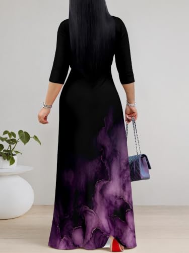 Image of Women's 3 /4 Sleeve Maxi Dress with Pockets
