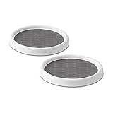 Copco 5220590 Non-Skid Pantry Cabinet Lazy Susan Turntable, 9-Inch, White/Gray, 2-Pack