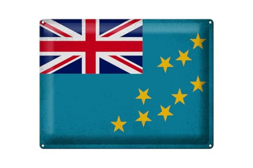 Blechschild 30x40cm gewölbt Flagge Tuvalu Flag of Tuvalu Vintage Deko Geschenk Schild
