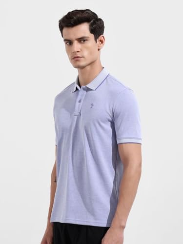 Image of The Indian Garage Co Men Regular Fit Textured Polo Neck Half Sleeves Tshirt