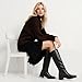 Modatope Black Boots for Women Knee High Round Toe Chunky Low Flat Heel Side Zipper Fall Tall Knee High Boots Women Size 7