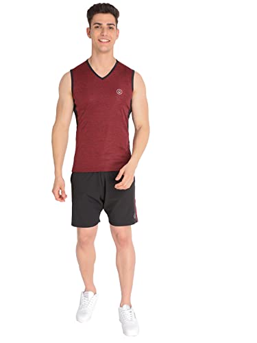 Image of CHKOKKO Men Polyester Printed Gym Co-Ord Sets Sleeveless Tank Top With Shorts
