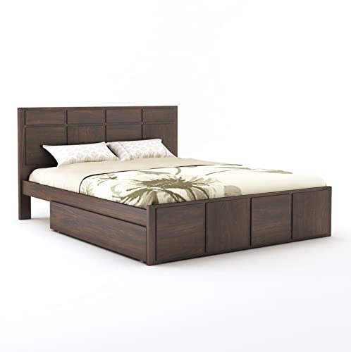 Image of MAMTA DECORATION Sheesham Wood King Size Bed with Drawer Storage Solid Wood Double Bed Palang Wooden Furniture Bed for Bedroom Living Room (Walnut Finish)