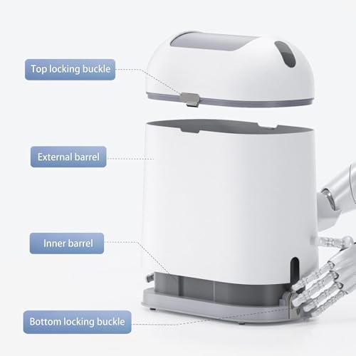 Image of ELPHECO Touchless Trash Can with Lid, 2.5 Gallon / 10 Liter Small Automatic Motion Sensor Garbage Bin, Slim Rectangular Plastic Wastebasket for Bathroom, Bedroom, Kitchen, Office (White Grey)