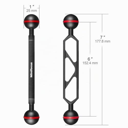 2 Packungen 6\ Doppelkugel-Verlängerungsarm aus Aluminiumlegierung, 1\ Kugelkopfanschluss Unterwasser-CNC-Arm-System Kugelkopfverlängerung für Stroboskop/Videoleuchte/Tauchkameraträger