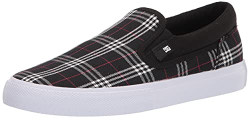 Dc Women's Manual Slip-On Txse Skate Shoe, Black/Plaid, 5.5 #TOP20
