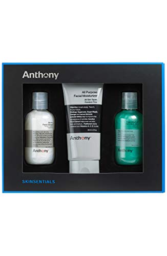 Anthony Skinsentials Kit, Includes Glycolic Facial Cleanser 3.4 Fl Oz, All Purpose Facial Moisturizer 3 Fl Oz, Invigorating Rush Hair & Body Wash 3.4 Fl Oz