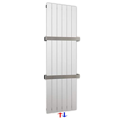 Preisvergleich Produktbild Design Paneelheizkörper Heizkörper Badheizkörper mit Mittelanschluss und 2 Handtuchstangen Edelstahl alle Größen (1500 x 450, Weiß) (686 Watt nach EN442)