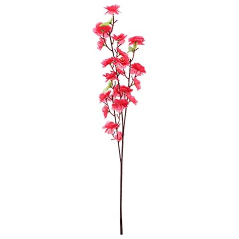 LongJiang Artificial Peach Flowers Blossom Simulation Peach Branches Flowers Fake Silk Peach Flowers Bouquets for Home Decoration Office Wedding, 1pc True Red, 26inch, WE767A11-9031-1536009731 Cover