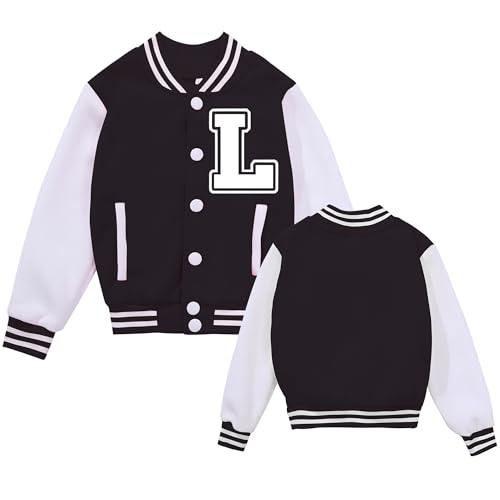 Image of BAICAIYU Kids Baseball Jackets Boys and Girls Varsity Coat Buttons Cardigan Letter Sport Letterman School Jacket
