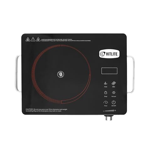 Image of 2200W Induction Cooktop with Grill | 4 Pre-Set Cooking Menus | LED Touch & Digital Display | 5 kv Surge Protection | Works on All Utensils | 3-Year Warranty | Black