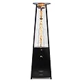 Paragon Outdoor 42,000 BTU Vesta Outdoor Propane Patio Heater with Wheels, Stainless Steel with Hammered Black Finish, Adjustable Flame, Pyramid Outdoor Heater for Commercial and Residential Use