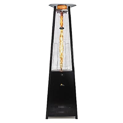 Paragon Outdoor 42,000 BTU Vesta Outdoor Propane Patio Heater with Wheels, Stainless Steel with Hammered Black Finish, Adjustable Flame, Pyramid Outdoor Heater for Commercial and Residential Use