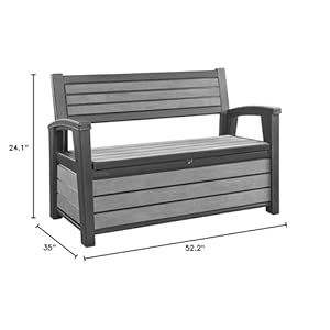 Keter Hudson 60 Gallon Plastic Resin Weather Resistant Outdoor Backyard Patio Storage Bench Deck Box, Grey Keter Hudson 60 Gallon Plastic Resin Weather Resistant Outdoor Backyard Patio Storage Bench Deck Box Grey