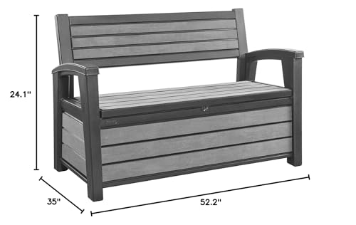 Keter-Hudson-60-Gallon-Plastic-Resin-Weather-Resistant-Outdoor-Backyard-Patio-Storage-Bench-Deck-Box-Grey Keter Hudson 60 Gallon Plastic Resin Weather Resistant Outdoor Backyard Patio Storage Bench Deck Box Grey