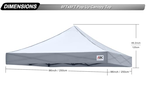 Image of ABCCANOPY Replacement Canopy Top for Pop Up Canopy Tent 8x8 Gray