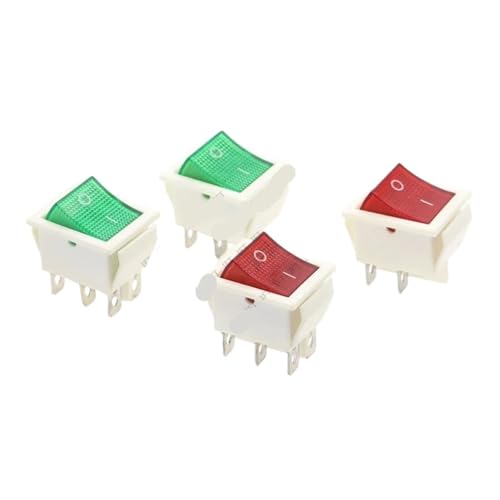 Interruptor basculante KCD4 de 4 pines bicolor verde y rojo para control de corriente 5