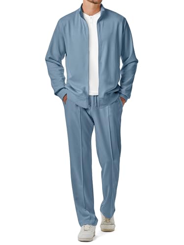 JMIERR Mens Tracksuit 2 Piece Sweatsuits Casual Loungewear Set, Sky Blue, S