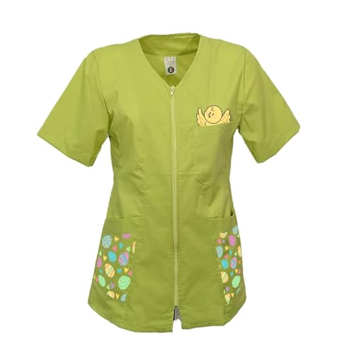 fratelliditalia.org Kittel Arbeitsschürze Damen Reißverschluss Kosmetikerin Meister Friseurin Krankenschwester Schule Kindheit Ostern Frühling Eier – Bild 5