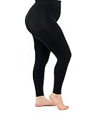 LEELA LAB Formende Leggings Damen Große Größen, Bequem und Vielseitig, aus weicher Mikrofaser mit Nahtloser Technologie - Made in Italy (Black, L/XL)