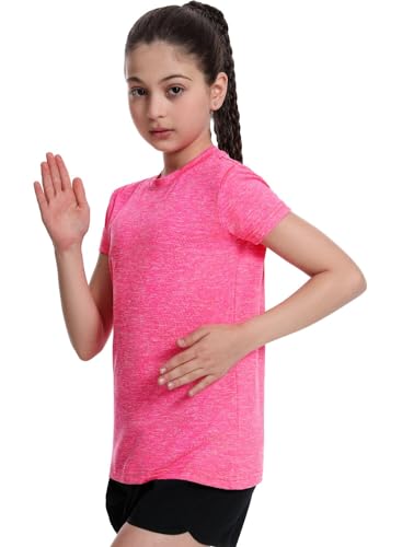 Star Vibe 5 Pack Girl's Shirts Athletic Short Sleeve Dry-Fit T-Shirts Crew Neck Active Sports Tops for Kids Teen 5-14 Years3