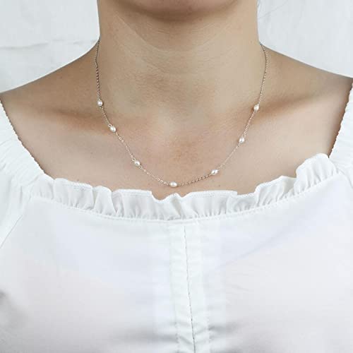 Collier de clavicule de perle véritable en argent sterling 925 de luxe - 2