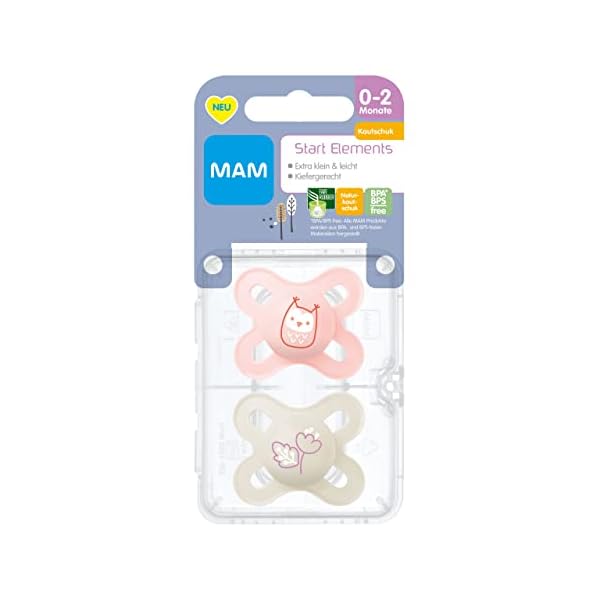 MAM Original Elements Schnuller im 2er-Set, symmetrischer und kiefergerechter Baby Schnuller aus SkinSoft Silikon, 0-6… – Bild 3