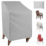 Spetsbst 210D Gartenstühle Abdeckung, Wasserdicht Winterfest Schutzhülle für Gartenstühle UV-Beständig Abdeckhülle Stapelstühle, Gartenmöbel Gartenstuhl Abdeckhaube 65x65x80/120cm (Grau)