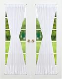 Rose Home Fashion RHF Voile French Door Curtains-Set of 2 Panels, 40W by 72L Inches, Sheer White (W40 x L72|2 Panels, White)