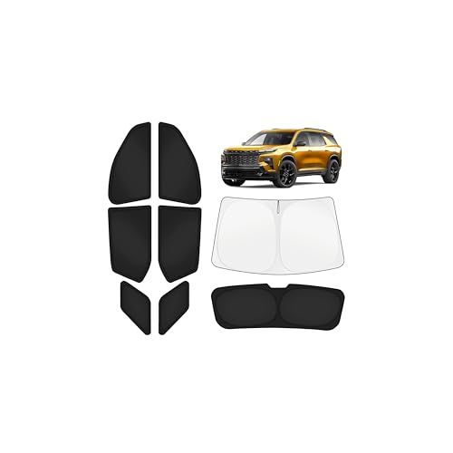 Image of KUST Car Window Shades for Chevy Traverse 2018-2023 Windshield Sun Shade Side Window Cover UV Block Privacy Protection Traverse Accessories for Camping Blackout Rear Back Full Set 8PCS