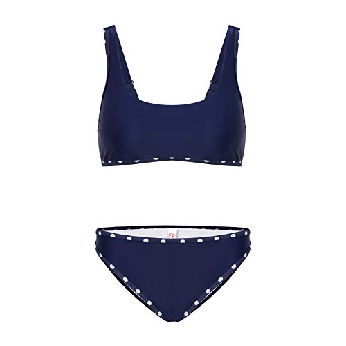 Bikini 2 pièces sport fille bleu fini les maillots qui glissent