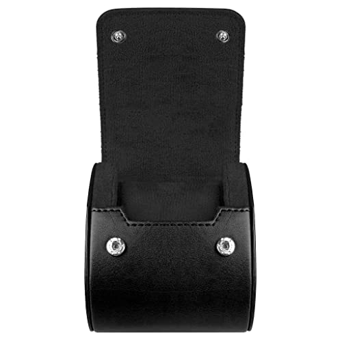 Image of BARTON WATCH BANDS, Watch Roll - Black Recycled Leather Watch Travel Case & Watch Band Storage - 1 Watch Case
