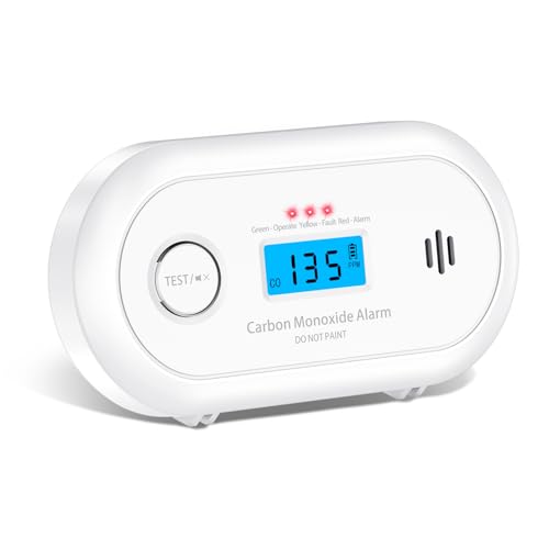 Carbon Monoxide Detector，Portable 10-Year Sealed Battery CO Alarm with LCD