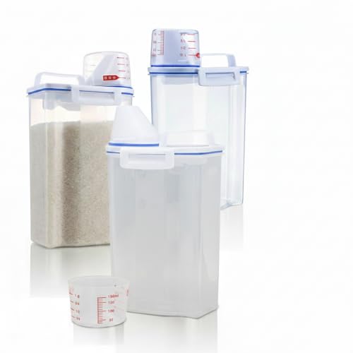 Kit 3 Unids Potes Herméticos 2,5 Litros Organizador Para Cozinha e Lavanderia