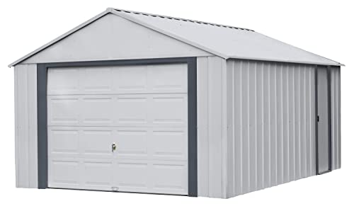 Image of Arrow Shed 12' x 17' Murryhill Garage Galvanized Steel Extra Tall Walls Prefabricated Shed Storage Building, 12' x 17', Flute Gray