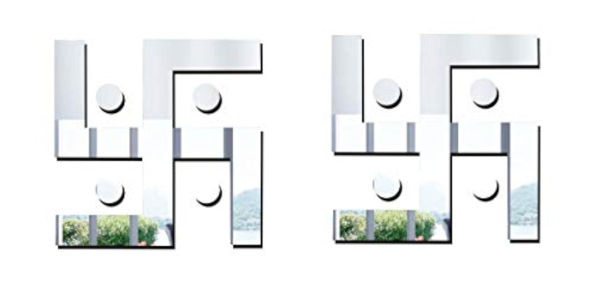Acrylic Decorative Swastik 3D Mirror Wall Sticker, Silver