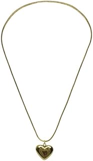 Stainless Steel Big Heart Necklace For Girl - Gold