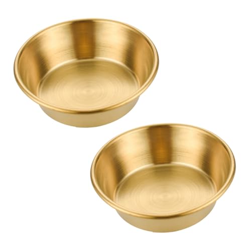 BIUDECO 2 pezzi Ciotole per Salsa in Acciaio Inossidabile Placcate Oro Piatti Immersione per Casa e Ristorante Versatili per Salse Frutta e Condimenti per Bbq e Picnic