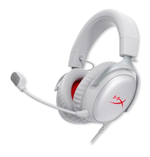 Image of HyperX Cloud III- Wired Gaming Over Ear Headset, PC, PS5, PS4, Xbox Series X|S, Xbox One, Nintendo Switch, Mac, Mobile, 53mm with Neodymium Magnets, Memory Foam, USB-C, Grey;Red [B96MXAA]