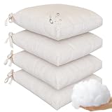 Viste tu hogar Pack 4 Cojines Silla Exterior 40x40cm, Tela Alta Densidad, 50% algodón 50% Poliéster, Impermeables, Resistentes UV Y Desgarro, Lazos De Sujeción,Beige,Fabricado En España