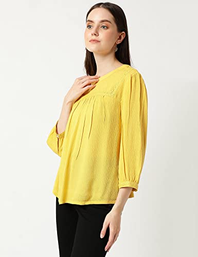 Image of Marks & Spencer Womens Solid Viscose Round Neck Regular Fit Top