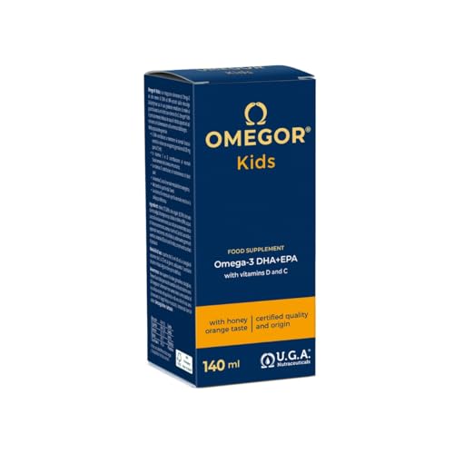Omega 3 Niños OMEGOR Kids Liquido 3+ Años (140ml) - Omega3 Algas Marinas - Sabor Miel y Naranja - Vitaminas C y D para el Cansancio Mental y Concentratión para Niños