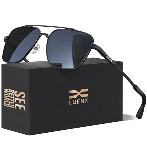 Image of LUENX Aviator Sunglasses for Women Men Polarized Lens Trendy Sun Glasses - UV 400 Protection 60MM with Accessories Driving
