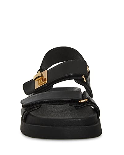 Steve Madden Steve Madden Women's Mona Sandal, Black Leather, 8