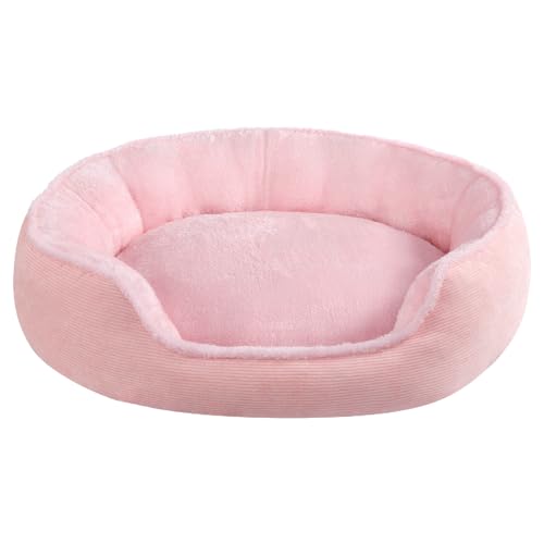 Hollypet Letto per Gatti, Cuccia Rotondo per Gatti e Cani di Piccola Taglia, Morbido Letto per Dormire Cuscino Traspirante per Animali Domestici, Rosa(55 * 50 * 15cm)
