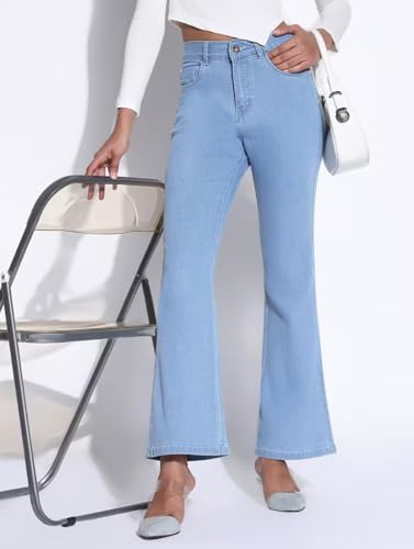 Image of ADBUCKS Women's Wide Leg Fit Mid Rise Bootcut Jeans Bell Bottom Jeans II Wide Leg
