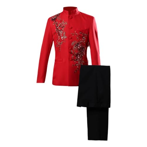 Ensemble Homme de Cour Rouge S Uniforme de Performance Costume Théâtre