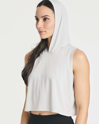 Real Essentials 3 Pack: Women's Dry-Fit Sleeveless Cropped Tank Top Hoodie - Athletic Crop Sweatshirt4